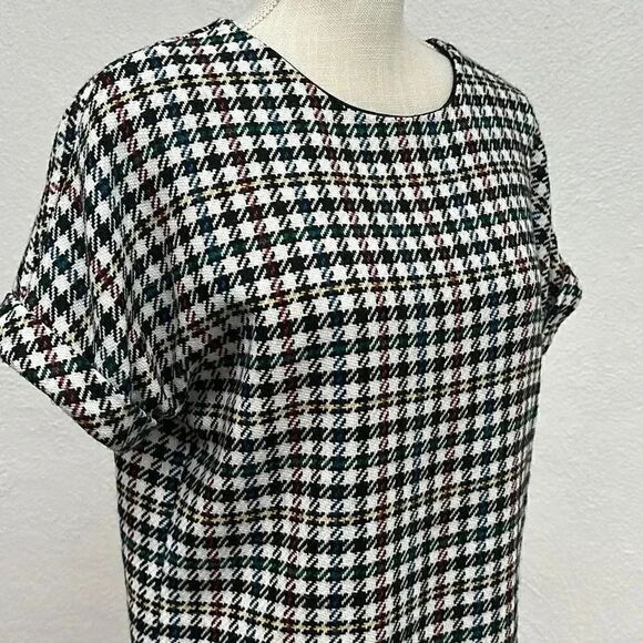 ZARA Trafaluc Collection Houndstooth Mini Dress Fringe Hem - Picture 5 of 10